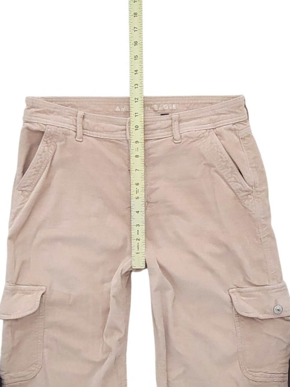 American Eagle High Rise Baggie Wide Leg Corduroy Cargo Pants Dreamy Drape Taupe - Picture 4 of 12